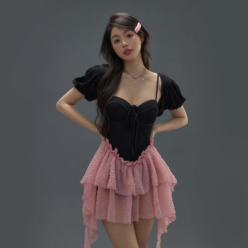 罗卡艺时尚女裙式连体少女泳衣