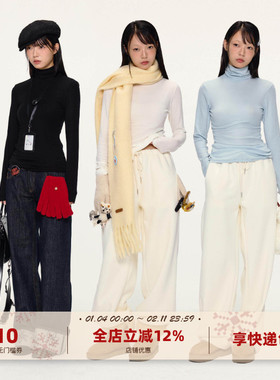 yawhat纯色高端莱赛尔羊毛高领亲肤打底衫保暖内搭长T秋冬内衣女