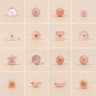 新中式国风旗袍纽扣粉色系天然玉石琉璃树脂扣汉服唐装衬衫装饰扣