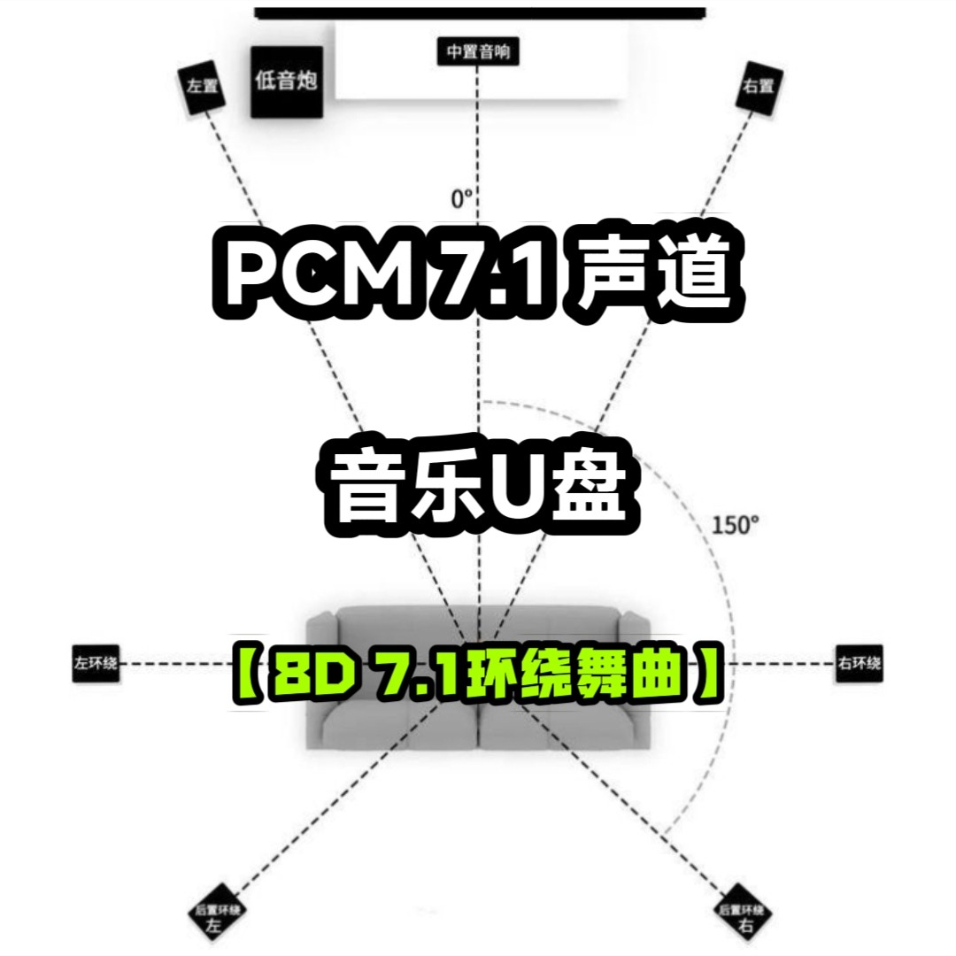 pcm7.1声道音乐U盘8D7.1环绕舞曲共8条独立音轨家用车用解码蓝光