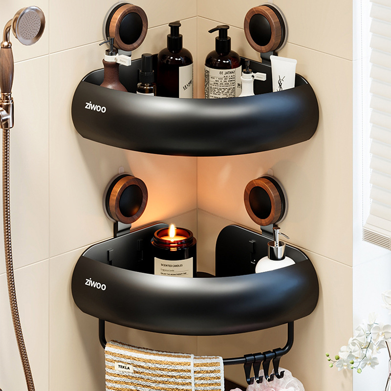 中古风吸盘浴室置物架卫生间三角沐浴露淋浴厕所洗漱手台转角收纳