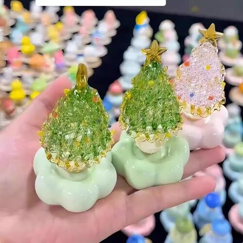 景德镇转转淄博琉璃圣诞树摆件陶瓷旋转家居桌面装饰品圣诞节礼物