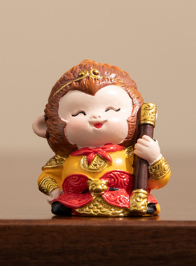 Q版西游记悟空工位桌面茶桌装饰工艺品茶宠创意微景观造景小摆件