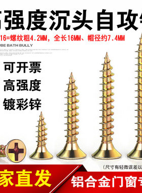 中国镀彩锌自攻钉十字沉头高强度