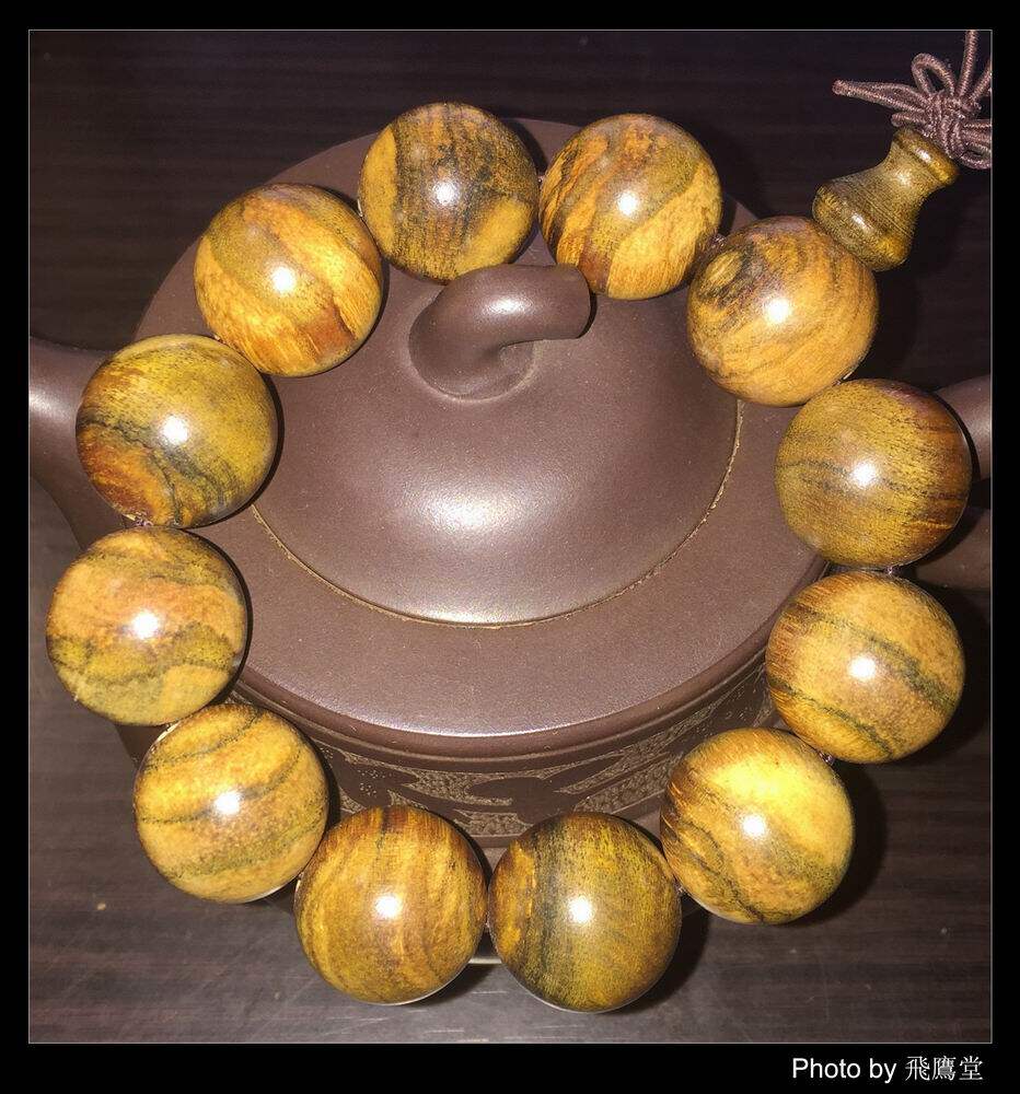 100%好评-印尼 虎斑纹 花奇楠沉香手串 手钏 佛珠 20mm(包真)