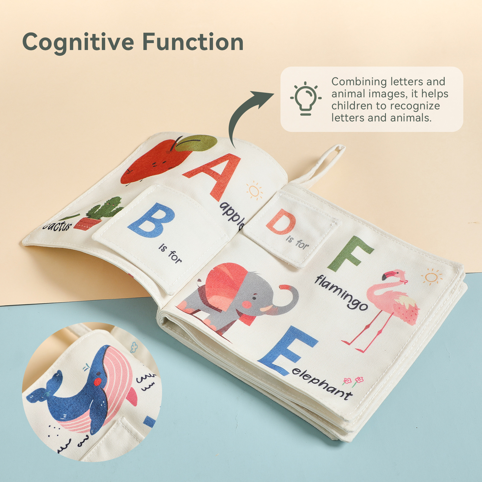 新款布书婴儿英文字母早教启蒙布书动物认知婴幼儿布书玩具加厚