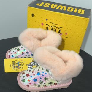 3岁棉鞋 高货儿童马丁靴宝宝鞋 雪地靴可爱幼儿园女孩子公主棉靴1