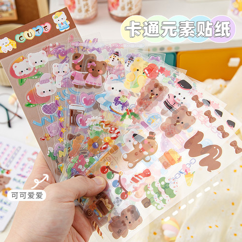 ins卡通防水透明贴纸PET