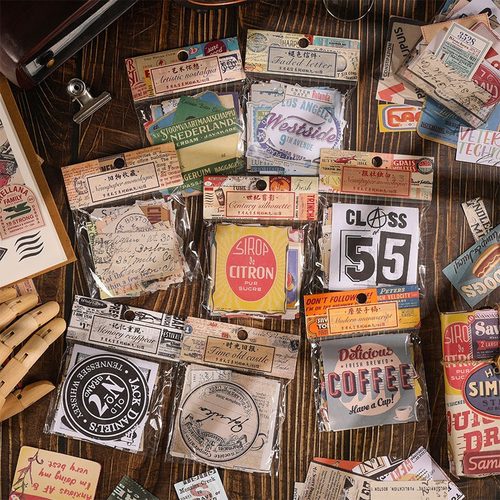 复古美式文艺贴纸包拼贴手账