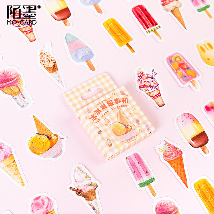可爱卡通冰淇淋甜点盒装贴纸相册diy装饰成长手册手帐本素材贴画