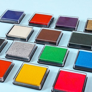 幼儿园儿童彩色手指画印泥DIY学生手掌印盘相册印台手帐印章渐变