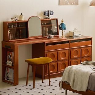 邮差来敲门中古实木梳妆台斗柜一体复古床尾转角柜卧室化妆桌书桌