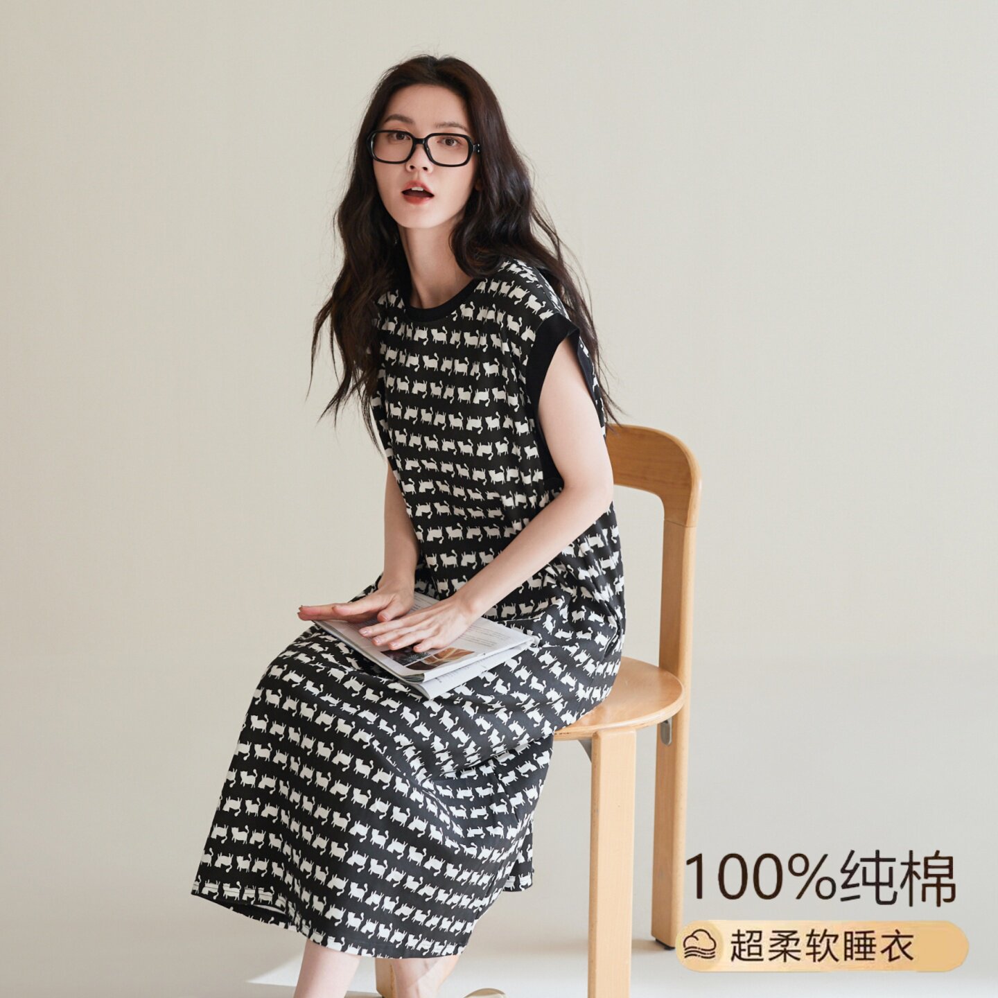 睡裙女款夏季纯棉女士高级感背心凉感慵懒猫性感睡衣女款2026新款