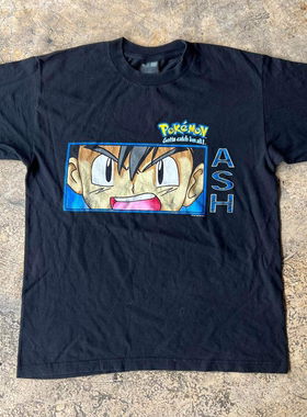 ASH小智复古动漫风宽松落肩vintage古着哥特风创意趣味短袖T恤