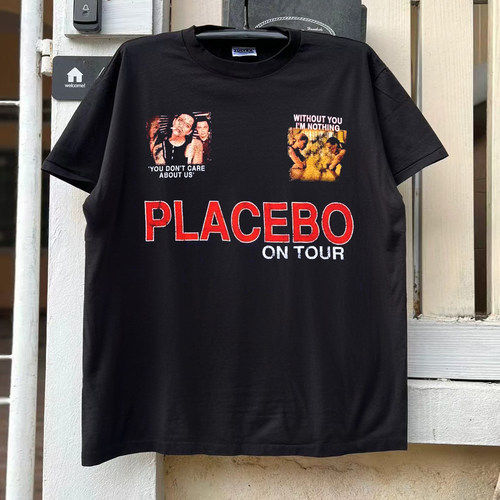 Placebo乐队vintage古着另类摇滚风暗黑慵懒风宽松情侣短袖T恤
