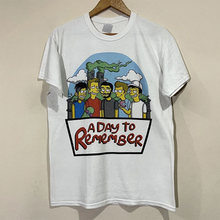 A Day to Remember学院卡通风oldschool宽松质感短袖男女纯棉T恤