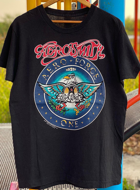 Aerosmith史密斯飞船乐队摇滚Y2K高级感美潮复古vintage短袖T恤男
