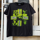 Korn科恩乐队暗黑视觉设计款 字母创意撞色拼接oversize短袖 T恤