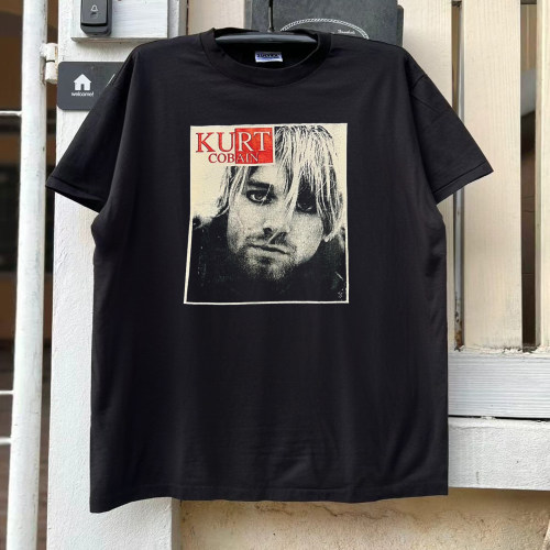 KURT COBAIN涅槃乐队复古摇滚风hiphop高街美式重机车风短袖T恤