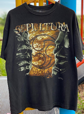 Sepultura埋葬乐队激流金属chic嘻哈摇滚短袖男女hiphop重磅棉T恤