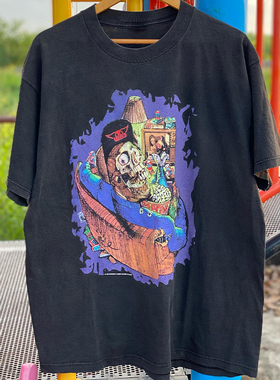 Aerosmith史密斯飞船乐队摇滚风Y2K重磅棉cityboy男女复古短袖T恤