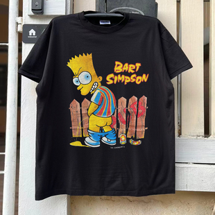 复古潮流印花质感高街小众潮牌短袖 T恤 Simpson辛普森美式 Bart