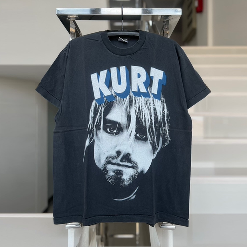 Kurt Cobain主题短袖T恤摇滚高街vintage古着重机车风潮牌半袖男