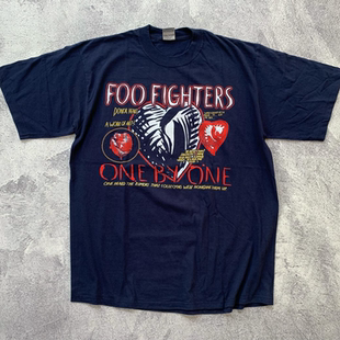 Foo Fighters喷火战机乐队潮流落肩chic嘻哈vintage古着半袖