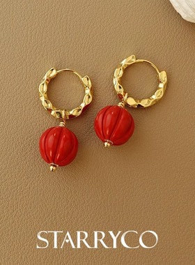 朱砂耳坠本命年转运小众设计