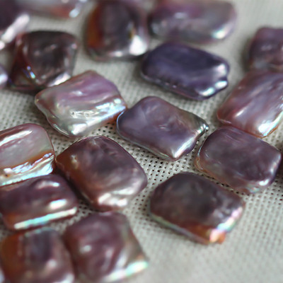 巴洛克天然淡水珍珠散珠 15-20mm紫色异形珍珠 DIY珍珠耳钉 耳坠