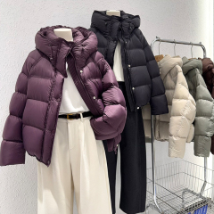 超软泡芙云朵羽绒服女短款韩版小个子显瘦龟背面包服加厚棉服外套