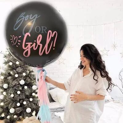 蓝色粉色男女孩派对检查气氛竞猜测试投票男女新生儿宝宝用品卡纸