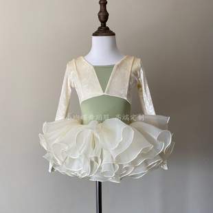 舞蹈服儿童女长袖秋冬装中国舞裙小女孩体操练功服形体艺考芭蕾舞