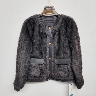 保暖耐脏仿皮草洋气女士貂绒大衣 短款 YL2518冬款 皮毛一体外套时尚