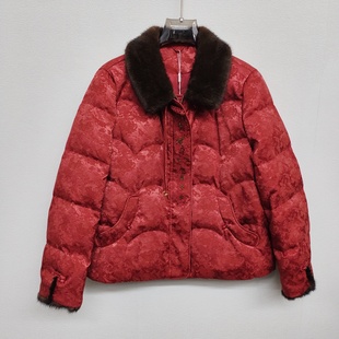 风 加厚保暖外套新中式 艾716新年好运2025冬款 白鹅绒中年女士短款