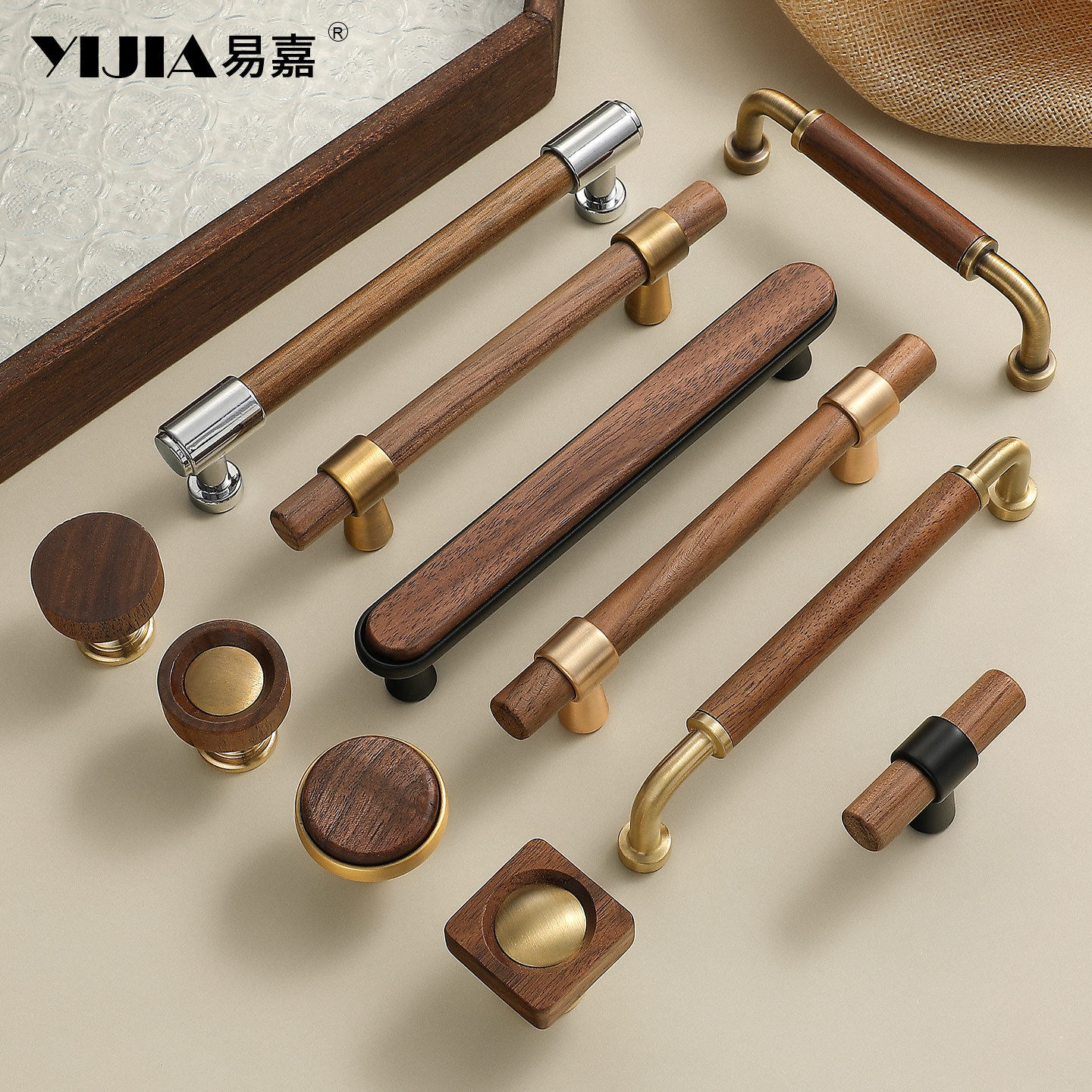 新中式复古黄铜柜门拉手木质家具抽屉柜子门橱柜衣柜门胡桃木把手,基础建材,其它五金,淘宝优惠券,粉丝福利购,淘宝优惠卷