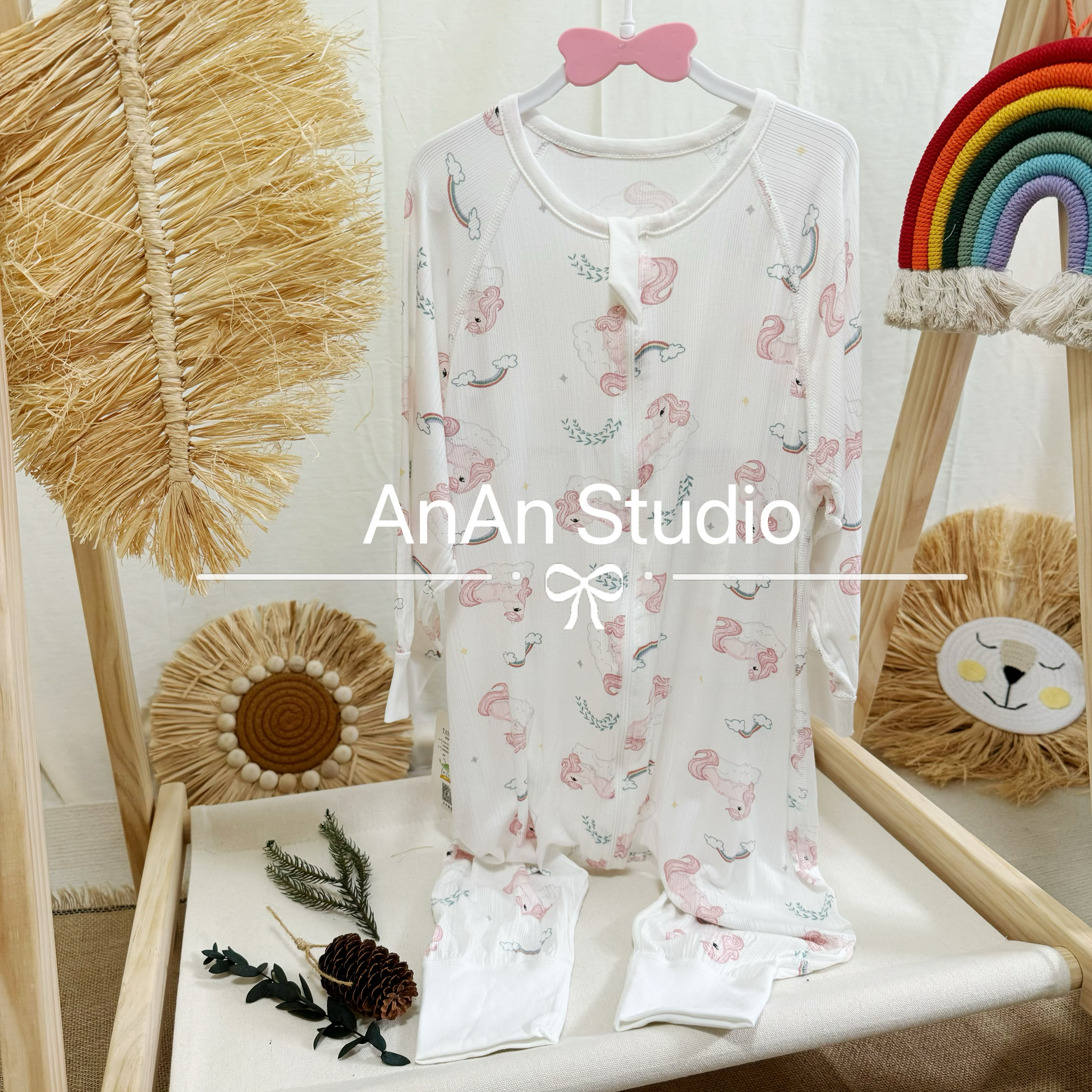 婴儿长袖连体衣宝宝睡袋天竹纤维无骨空调房春秋暖气房软糯透气