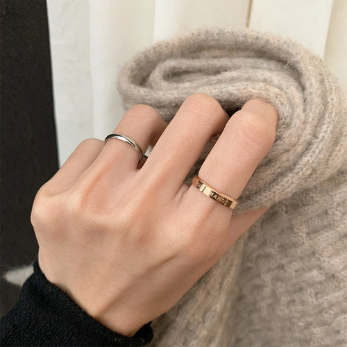 钛钢小众设计学生ins潮风戒指