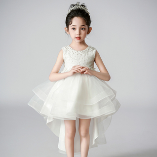 夏季 拖尾连衣裙女中大童礼服公主舞蹈裙小主持人大合唱演出服 新款