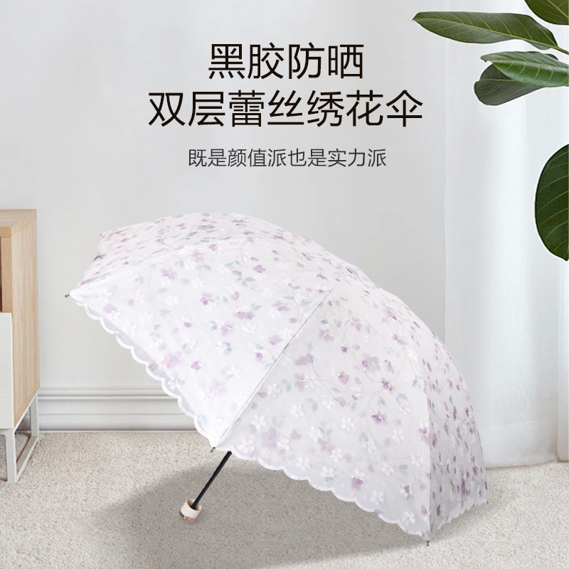 可折叠晴雨两用高颜值碎花遮阳伞图片
