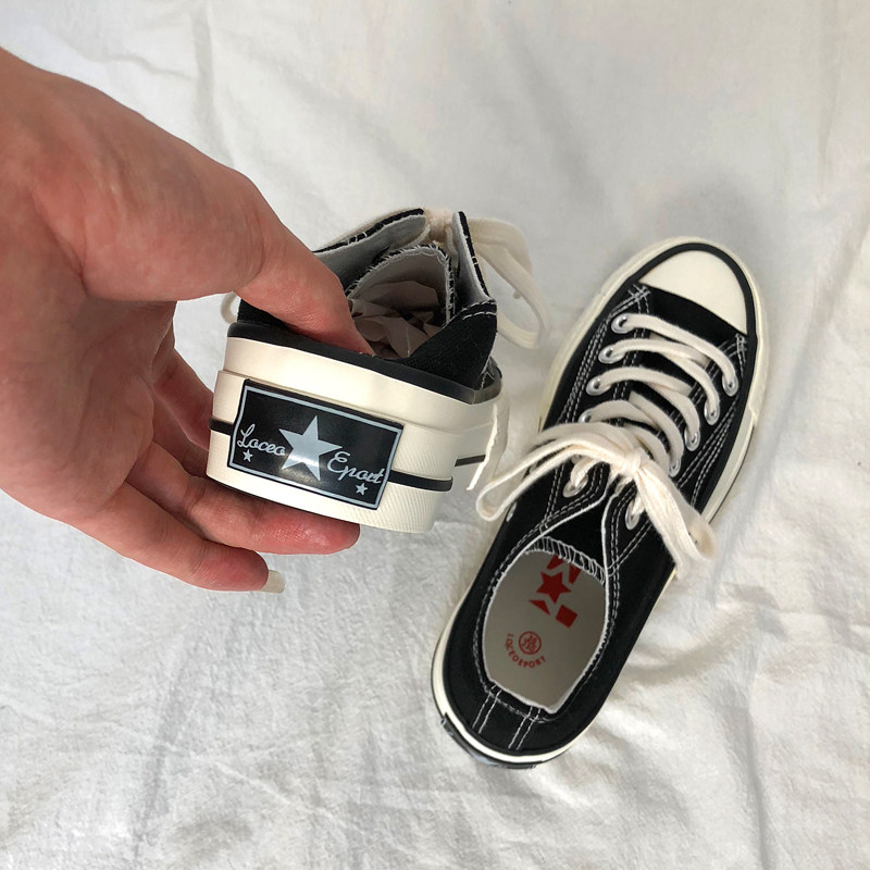 黑色复刻帆布鞋女ulzzang原宿风学生松糕厚底板鞋1970s韩版小白鞋在类目 女鞋, 帆布鞋中 - 来自Buy2taobao.com提供专业的淘宝代购服务