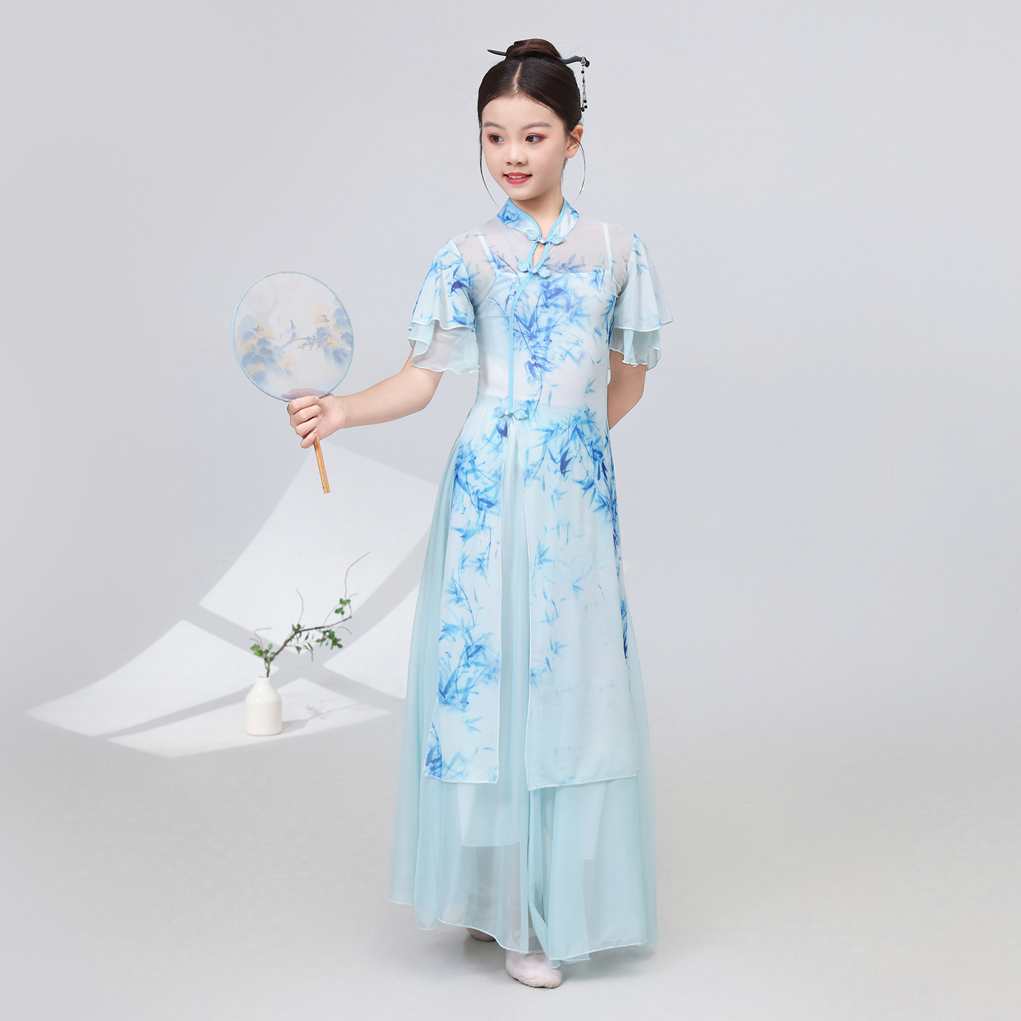 青花瓷古典舞蹈演出服旗袍跳舞衣古风广场舞服装新款套装女扇子舞