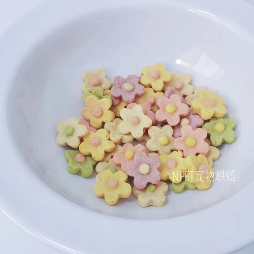 奶乎乎mini春日小花鸡肉奶酪饼干香味十足 宠物狗狗随餐零食摆盘