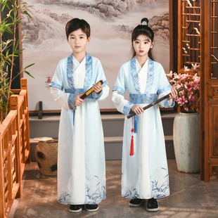 儿童国学服汉服男童小孩三字经演出服女童六一唐装小学生书童古装