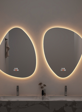 异形智能镜子卫生间带灯浴室镜触摸屏发光防雾镜洗手台挂墙化妆镜