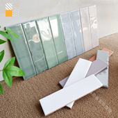 法式 复古浅绿色亮光长条手工砖厨房卫生间餐厅民宿别墅吧台墙面砖