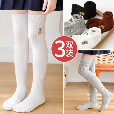 女童长筒袜春秋纯棉过膝外穿潮