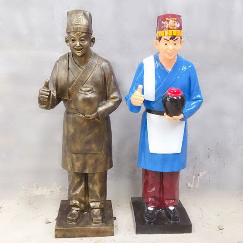 定制店小二门前招财迎宾雕塑定做制酒工艺场景雕像卖酒打坛酒摆件