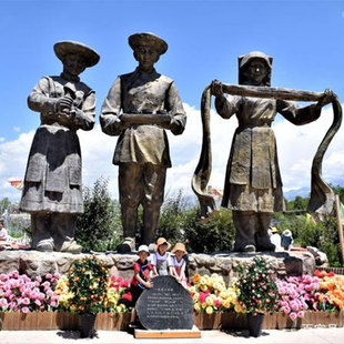 定制水族雕塑玻璃钢东乡族雕像纳西族人物景颇族柯尔克孜族铜摆件