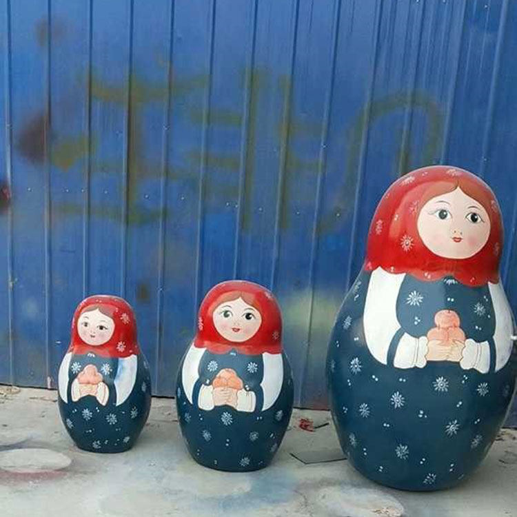 石膏定制商场玻璃钢彩绘俄罗斯套娃雕像定做标志性迎宾雕塑订摆件